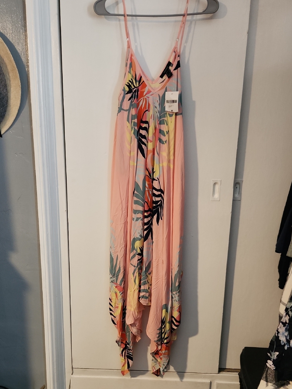 New Forever 21 Coral and Teal Tropical Print Maxi Dress